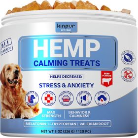 Calming Chews for Dogs Hip and Joint Health Aid During Thunderstorms Separation Car Rides Hemp Oil Tasty Dog Calming Treats with Beef Flavor 120 Chews