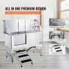 VEVOR 62" Pet Dog Bathing Station w/Stairs, Professional Stainless Steel Dog Grooming Tub w/ Soap Box, Faucet,Rich Accessory,Bathtub for Large,Medium