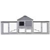 Three-Compartment Rabbit Hutch - Grey