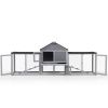 Three-Compartment Rabbit Hutch - Grey